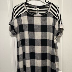 Sew in Love Black and White Checkered Women's Top
